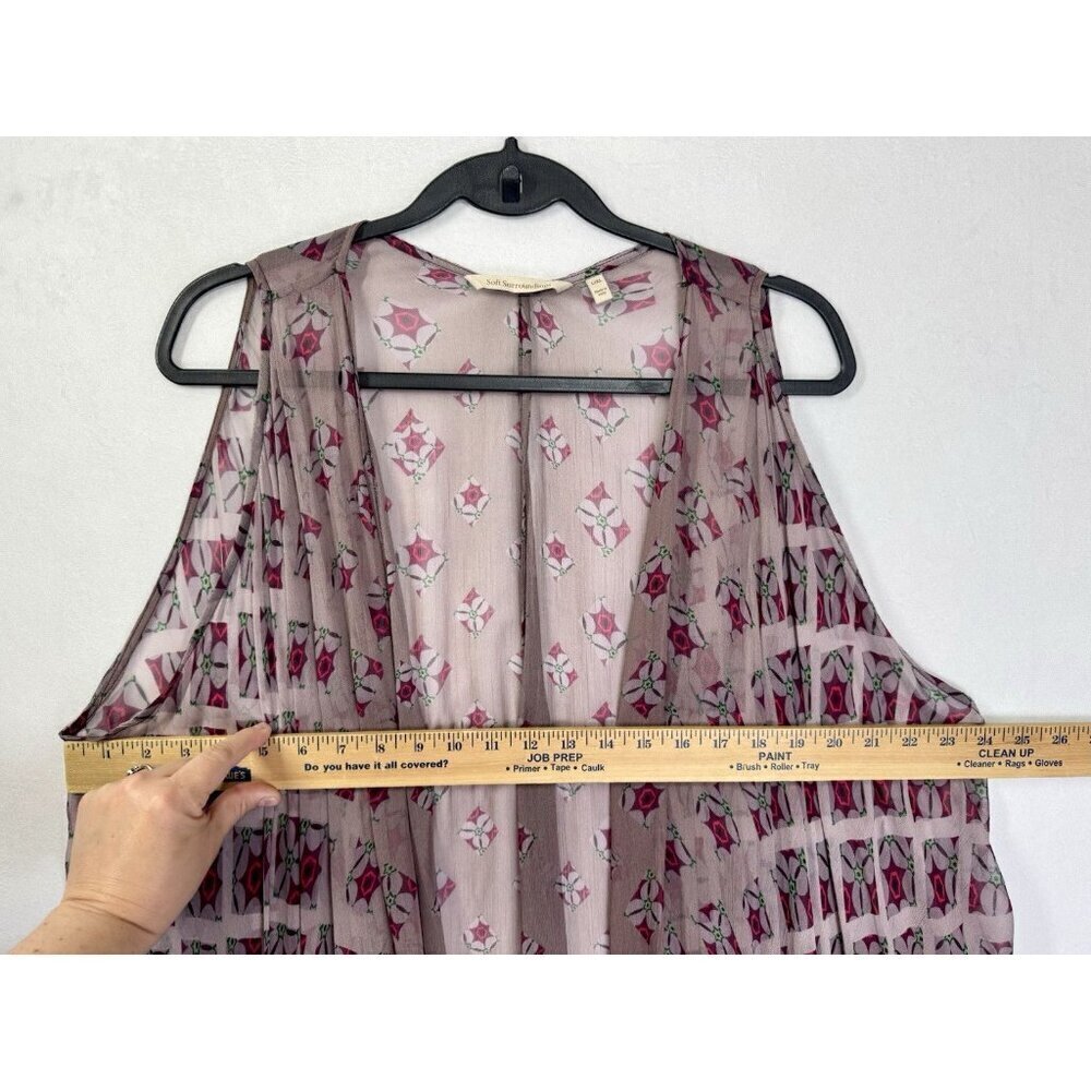 Soft Surroundings Long Maxi Vest Womens L/XL Purple Plum Ombré Flowy Boho Sheer - Picture 6 of 8